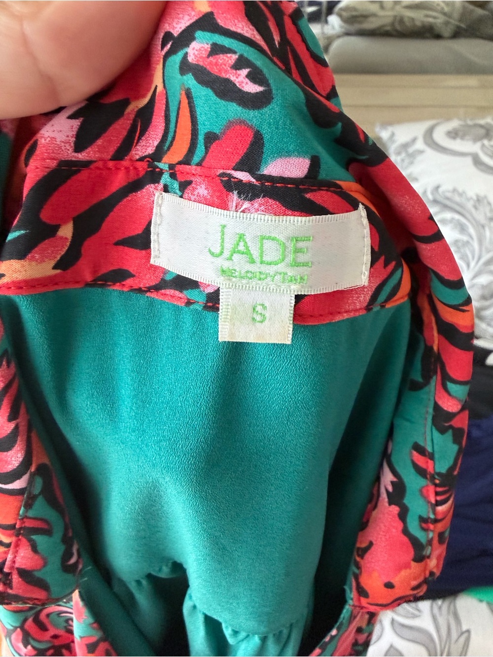 Teal & Coral Printed Jacket - Size S